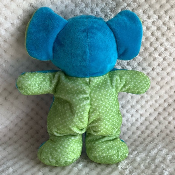 Gitzy Plush Blue Green Elephant Interior Rattle Pink Heart Stuffed Animal No Tag - Picture 4 of 6